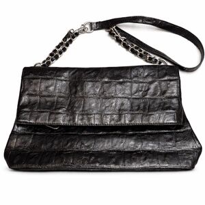 Black Nicole Miller shoulder bag made of PVC with crocodile embossed pattern